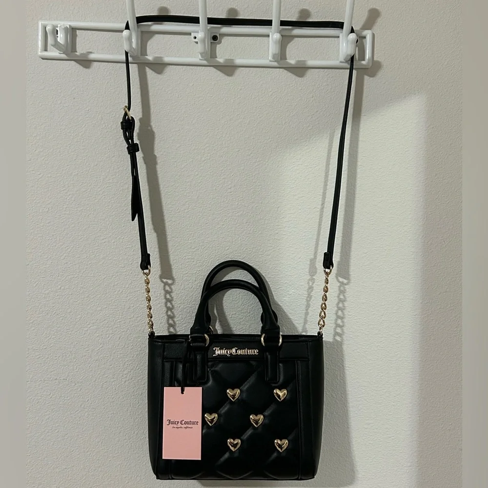 💜SOLD💜NWT Juicy Couture Colorful Love Mini Tote with Crossbody Strap Liquorice - Picture 5 of 14